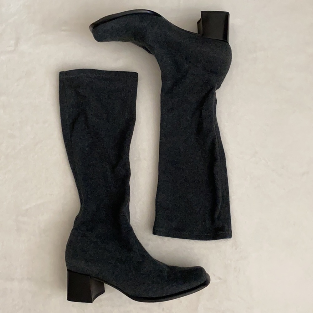 {VTG} Sesto Meucci | Pull On Chunky Heel Square Toe Stretch Sock Boots Gray (8) - Picture 4 of 15